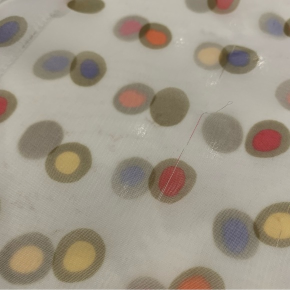 Vintage 70’s Sheer Multicolored Polka Dot Button Up Collared Blouse Size Large - Picture 9 of 9